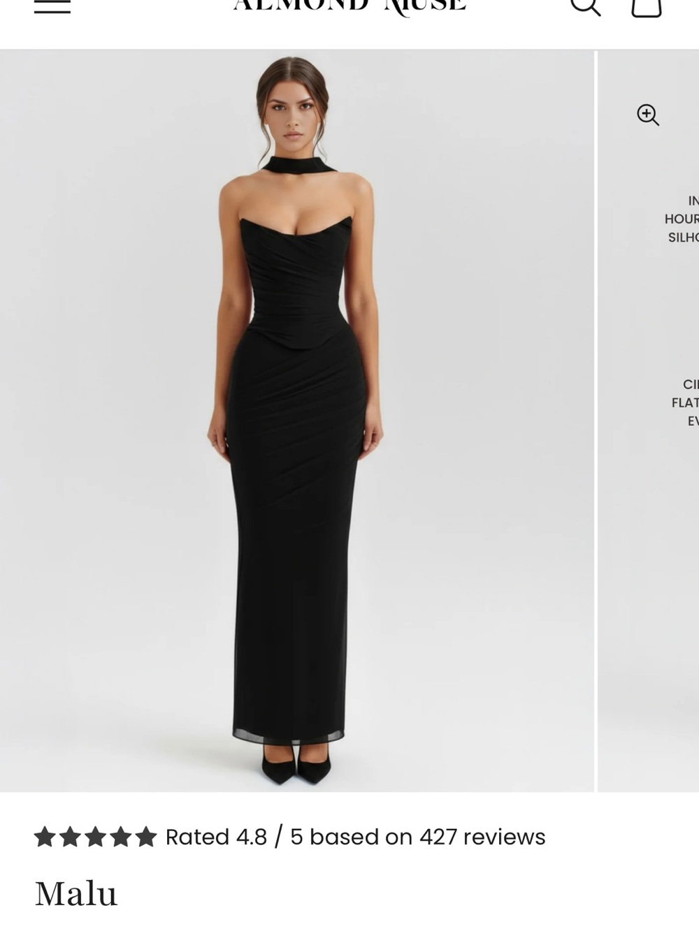 Malu Black Strapless Evening Gown